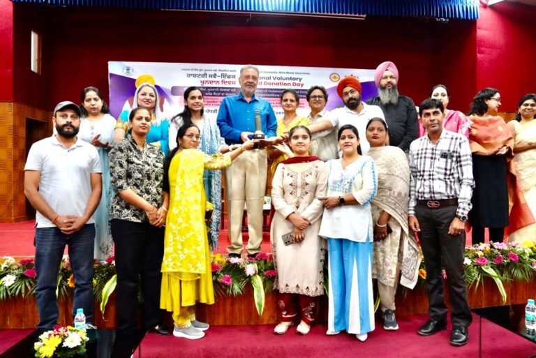 National Voluntary Blood Donation Day: Punjab Health Minister Dr. Balbir Singh honored blood donors, NGOs, and blood centers.